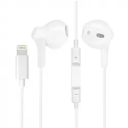 Avizar Auriculares Cable Lightning con Teclas Control y Micro Bluetooth Blanco