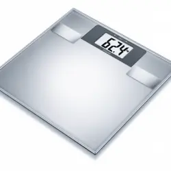 Báscula de baño - Beurer SR-BF2, Peso máximo 180kg, Análisis corporal, Pantalla LCD, 10 memorias, Inox