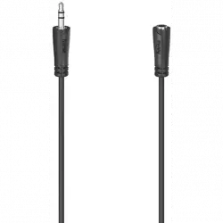 Cable audio - Hama 00205121, 5 m, Puerto Jack 3.5 mm, Enchufe Extensión, Negro
