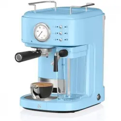 Retro Cafetera Express, Cappucino, 15 Bares, Depósito Leche 0,5l, Vaporizador, 1,7l, Vintage Azul Claro 1200w Swan Sk22150bln