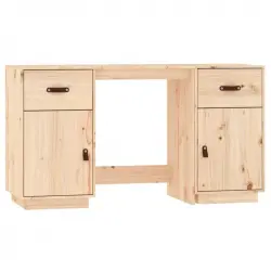 Vidaxl Escritorio Con Armarios Madera Maciza De Pino 135x50x75 Cm