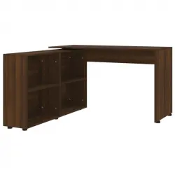 Vidaxl Escritorio De Esquina De Madera Contrachapada Marrón Roble