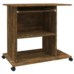 Vidaxl Escritorio De Madera Contrachapada Roble Ahumado 80x50x75 Cm