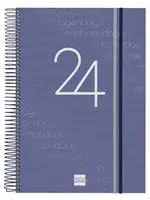 Agenda anual 2024 Finocam A4 Year E40 día por página Azul catalán