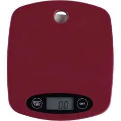 Balanza de cocina - Jata Hogar HBAL1203, LCD, Apagado automático, Capacidad máxima 5 kg, Rojo