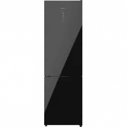 Frigorífico combi - Cecotec Bolero CoolMarket 356 Black Glass D, Total No Frost, 200 cm, l, Inverter Plus, Puertas de cristal,