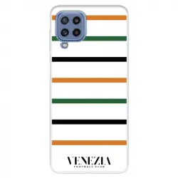 Funda Para Samsung Galaxy M32 Del Venezia Fondo Blanco Rayas - Licencia Oficial Venezia Football Club