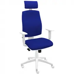 La Silla de Claudia Job Blanco Giratoria de Escritorio Tapizada con Reposabrazos Regulables Azul Oscuro