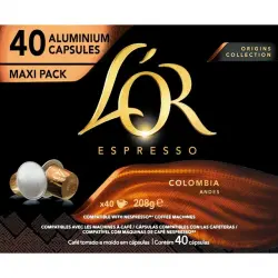 L'OR ESPRESSO - Estuche 40 Cápsulas Origins Collection Café Colombia Andes Compatibles Con Máquinas Nespresso Original