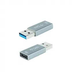 Nanocable Adaptador USB 3.1 a USB-C Macho/Hembra Gris