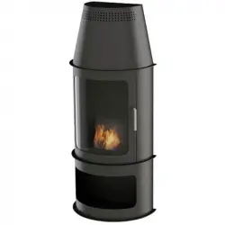 Purline Eirene Biochimenea con Puerta de Cristal 3kW Negra