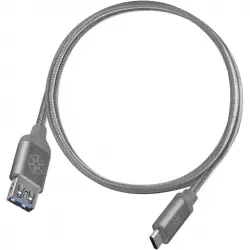 SilverStone CPU05C-500 Cable Nylon USB-C a USB-A Macho/Hembra 0.5m Carbón