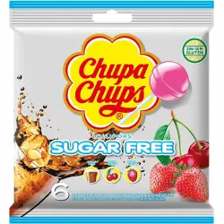 Caramelos - Chupa Chups, Con Palo, Sin Gluten, azúcar, Sabor Cola, Cereza y Fresa, 6 unidades, 66g