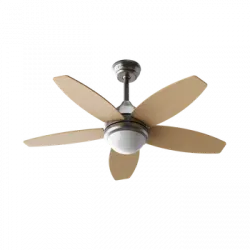 Evvo Ventilador De Techo Con Luz Y Mando V416 Wood, Silencioso, Ø106cm, Acabado Madera, 5 Aspas, 3 Velocidades, 55w, Temporizador, Función Invierno-