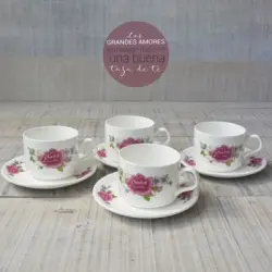 Juego De Café Vintage Elegante De Porcelana "flower" Con Taza Y Plato Set De 6 Hogar Y Mas