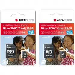 Agfaphoto Pack de 2 Tarjetas De Memoria MicroSDHC 16GB+32GB Clase 10 con Adaptador
