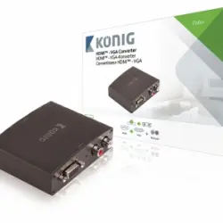 König Convertidor Hdmi, Entrada Hdmi A Vga Hembra + Audio Rl, Gris Oscuro, Instalación Sencilla