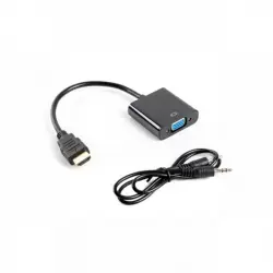 Lanberg Adaptador HDMI a VGA + Cable MiniJack 3.5mm Macho/Hembra 20cm Negro
