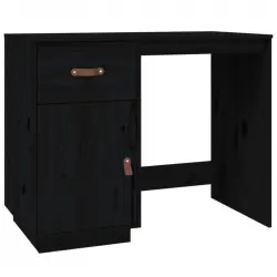 Vidaxl Escritorio De Madera Maciza De Pino Negro 95x50x75 Cm