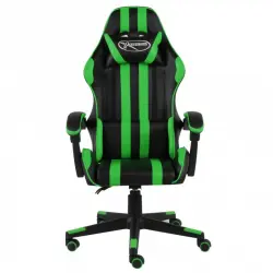 VidaXL Silla Gaming de Cuero Sintético Negro/Verde