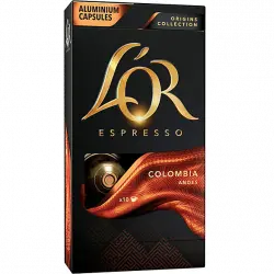 Cápsulas monodosis - L'OR ESPRESSO Colombia Andes, pack 10, Compatibles con Nespresso