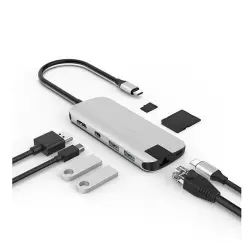 HyperDrive - Hub Slim USB-C 8-en-1 HD247B Plata