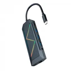 Nanocable Hub 9 en 1 USB-C a USB/USB-C/HDMI/RJ45/Lector Tarjetas/Jack 3.5mm/PD 100W