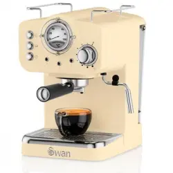 Retro Cafetera Express Para Espresso Y Cappucino, 15 Bares Presión, Vaporizador, 1,2l, Vintage Crema 1100w Swan Sk22110cn