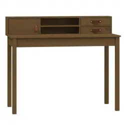 Vidaxl Escritorio De Madera Maciza De Pino Marrón Miel 110x50x93 Cm