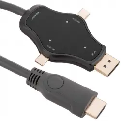 BeMatik Cable Adaptador DisplayPort/Mini DisplayPort/USB-C a HDMI 4K 1.8m Negro