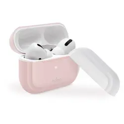 Funda de silicona Puro Rosa + tapa blanco para Apple Airpods Pro