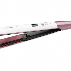 Plancha de pelo - Rowenta SF4655F0 Volumizer, 3D Volume Booster, Revestimiento cerámico cuarzo rosa, Función Iónica, 8 temp. , Hasta 210 °C, Blanco