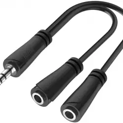 Adaptador cable de audio - Hama 00200349, De Jack 3.5 mm a 2x mm, Negro