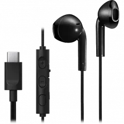 Auriculares de botón - JVC HA-FR17UC, USB-C, Cable 1.2 m, Micrófono integrado, Negro