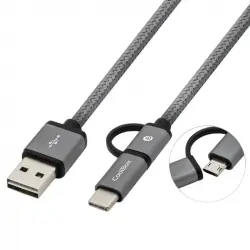 CoolBox Cable Multi USB 2.0 MicroUSB/USB-C Gris 1m