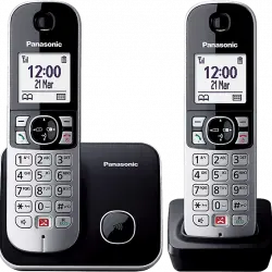 Teléfono - Panasonic KX-TG6852SP, Dúo, Inalámbrico, Identificación de llamadas, No molestar, Negro + Base