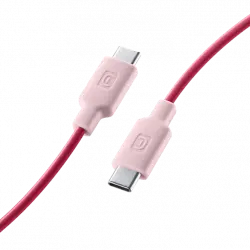 Cable USB - CellularLine Stylecolor, Conector C to USB-C, 1 m, Rosa