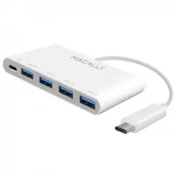 Macally UC3HUB4C Adaptador USB-C 3.1 a 4 Puertos USB-A y 1 Puerto de Carga USB-C