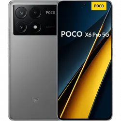 Móvil - Poco X6 Pro, Gris, 512GB, 12GB RAM, 6.67" AMOLED 1,5K, Dimensity 8300-Ultra, 5000 mAh, Xiaomi HyperOS, Android,
