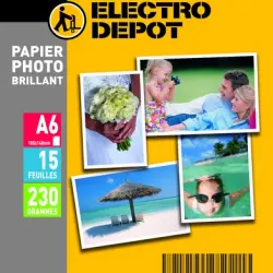 Papel fotográfico A6 ELECTRO DEPOT Paquete 15 hojas