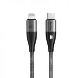 Promate Icord Cable USB-C a Lighting 20w Trenzado 1.2m Negro