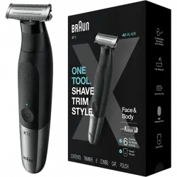 Afeitadora corporal - Braun XT5200, Barbero y Recortadora para Barba, Tecnología de lámina 4D, Peine SkinGuard, Cabezal 40°, Negro