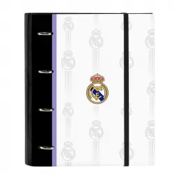 Carpeta De Anillas Real Madrid C.f. Negro Blanco (27 X 32 X 3.5 Cm)