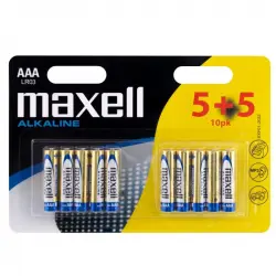 Maxell Pack Pilas Alcalinas LR03 AAA 1.5V 5 + 5 Unidades