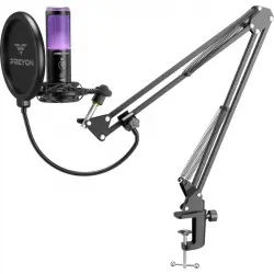 Preyon Eagle Scream Micrófono RGB USB Negro + Soporte de Escritorio con Brazo Plegable + Filtro Pop