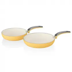 Swan Retro Set 2 Sartenes de Aluminio Prensado 20/28cm Amarillo