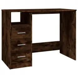 Vidaxl Escritorio Con Cajones Contrachapada Roble Ahumado 102x50x76 Cm