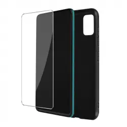 Carcasa Samsung A51 Flexible Negra + Cristal Templado 9h Transparente