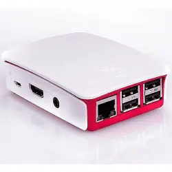 Chasis PC - Caja para Raspberry Oficial Pi 3, Montaje fácil a presión, Rojo, Blanco