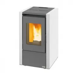 Estufa De Pellet Terra Baeza Blanco De Hierro Fundido De 7 Kw